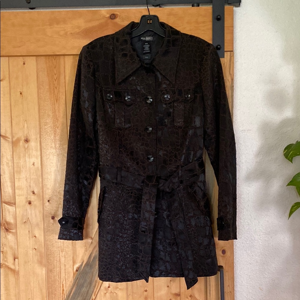 Bisou Bisou Chocolate Textured Trench Coat